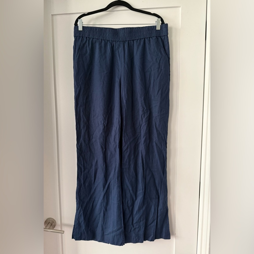 Andie Linen Blend The Madeira Pant Midnight Blue